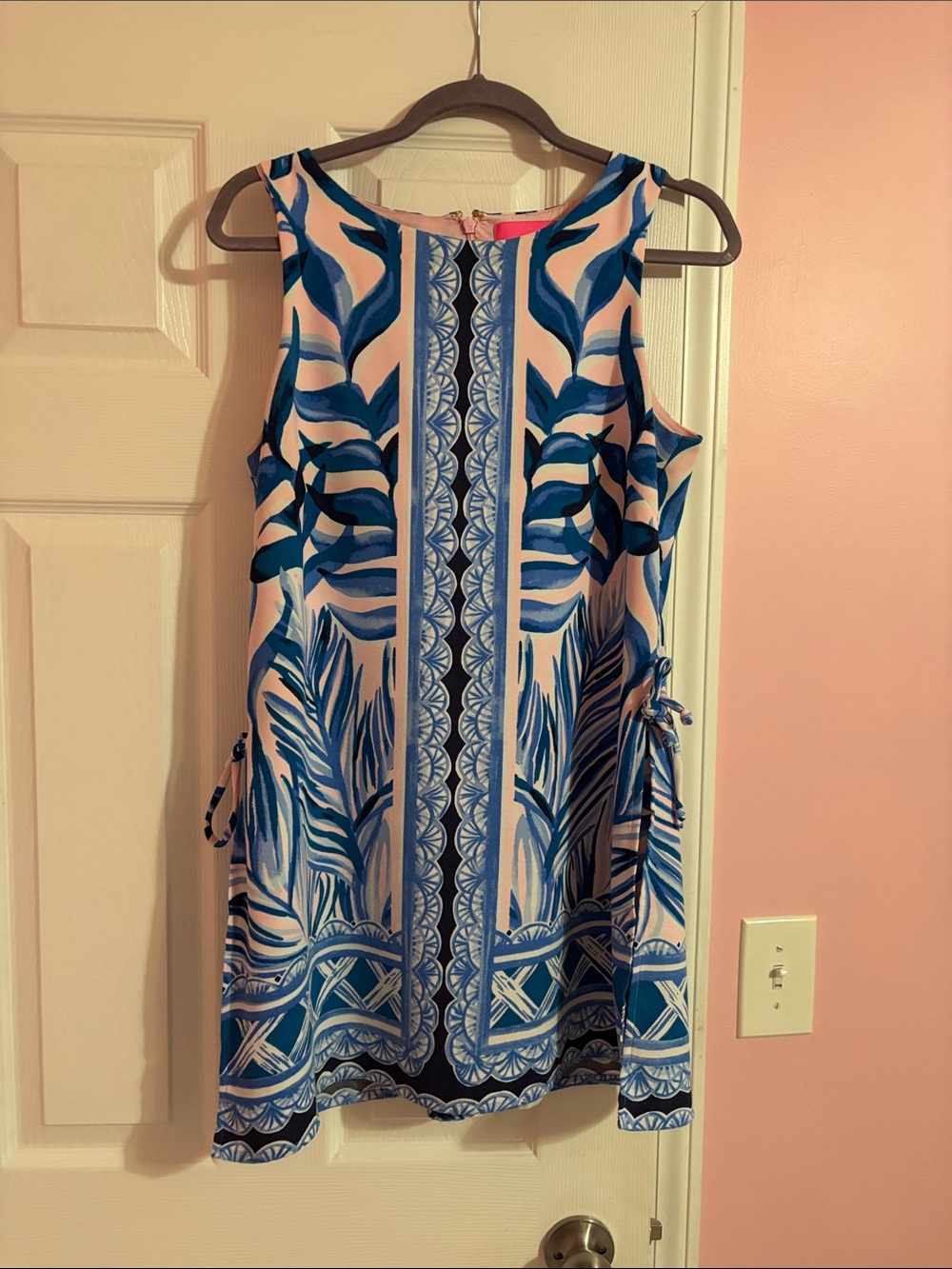 Lilly Pulitzer Blue and Cream Palm-Print Midi Dress